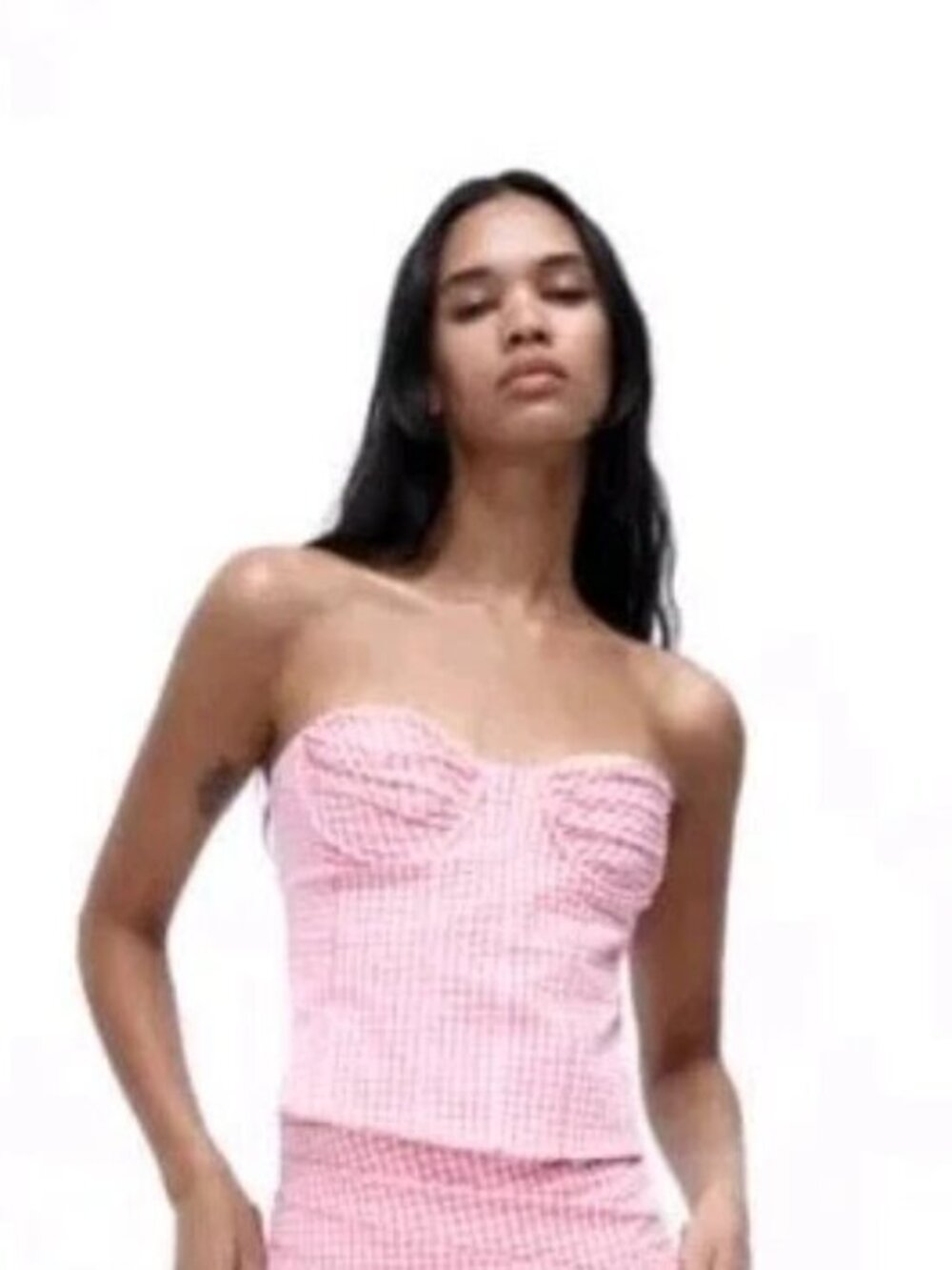 Zara Pink Gingham Bustier Corset Sweetheart Top Barbie Girly Summer Size L NWT
